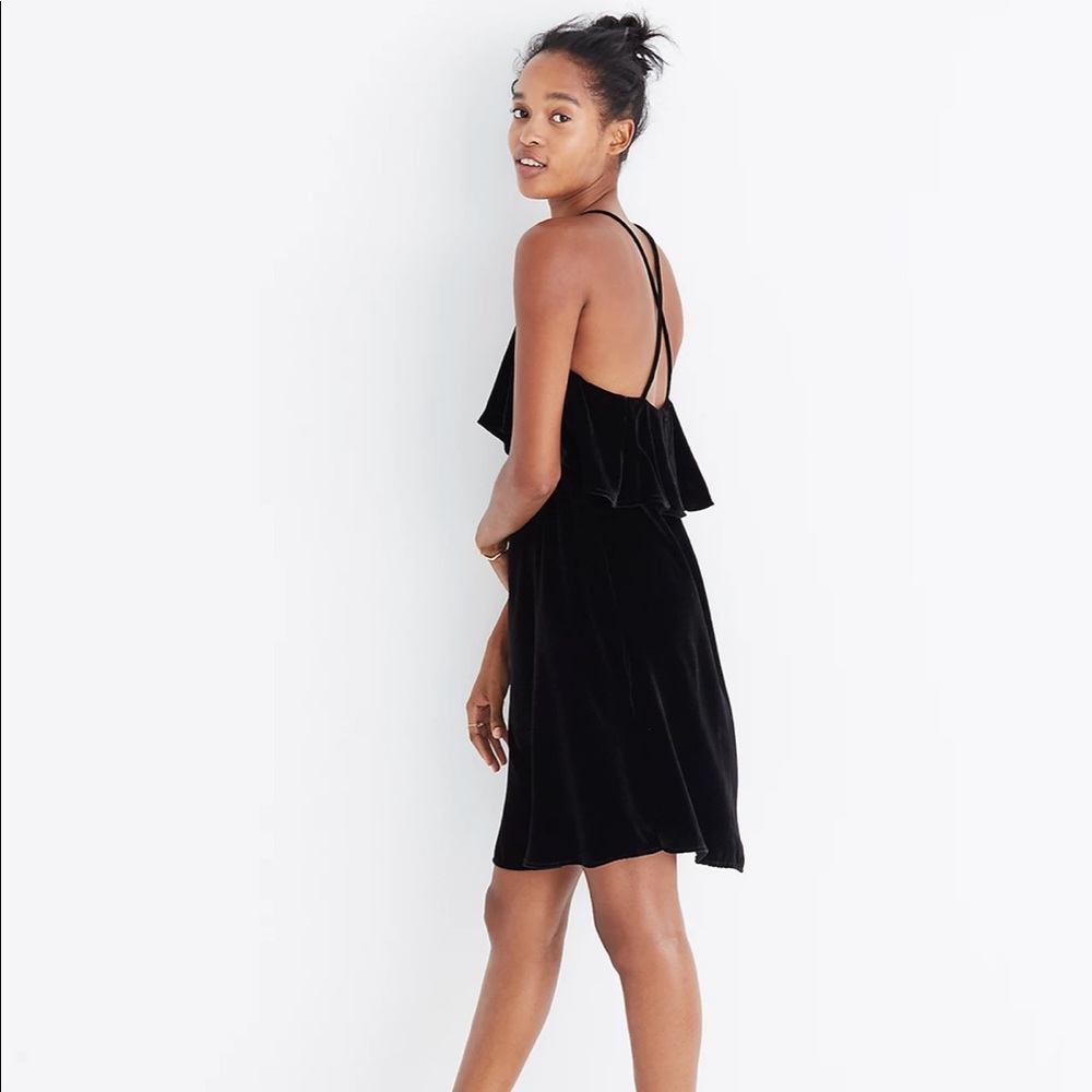 Madewell Velvet Ruffle Mini Dress